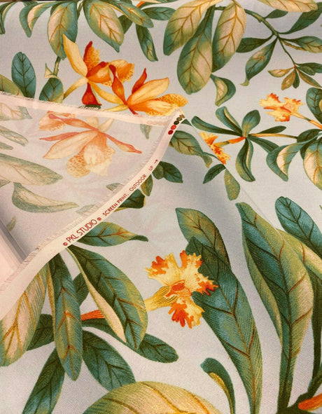 Orchid Valley Floral Outdoor Fabric - Blue Mist Floral, 54" Width (1 Yard)