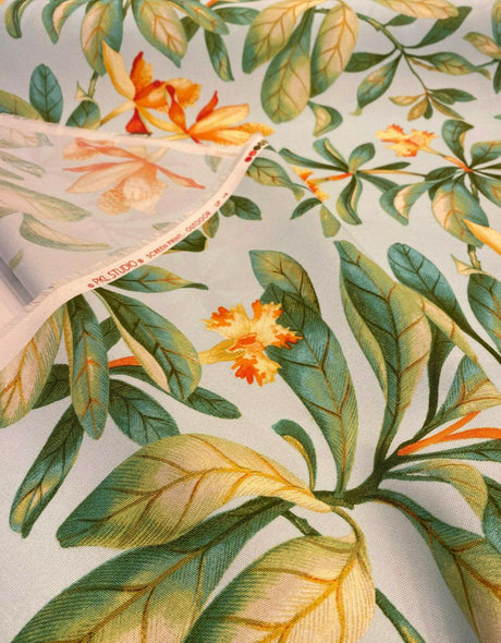 Orchid Valley Floral Outdoor Fabric - Blue Mist Floral, 54" Width (1 Yard)