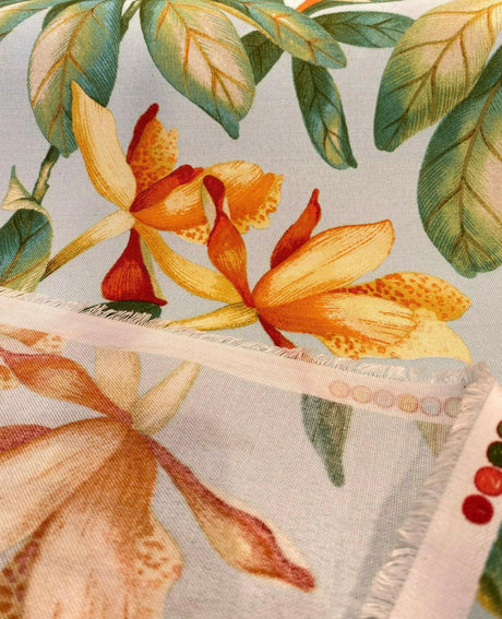 Orchid Valley Floral Outdoor Fabric - Blue Mist Floral, 54" Width (1 Yard)