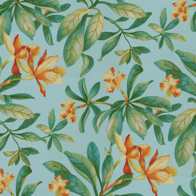 Orchid Valley Floral Outdoor Fabric - Blue Mist Floral, 54" Width (1 Yard)