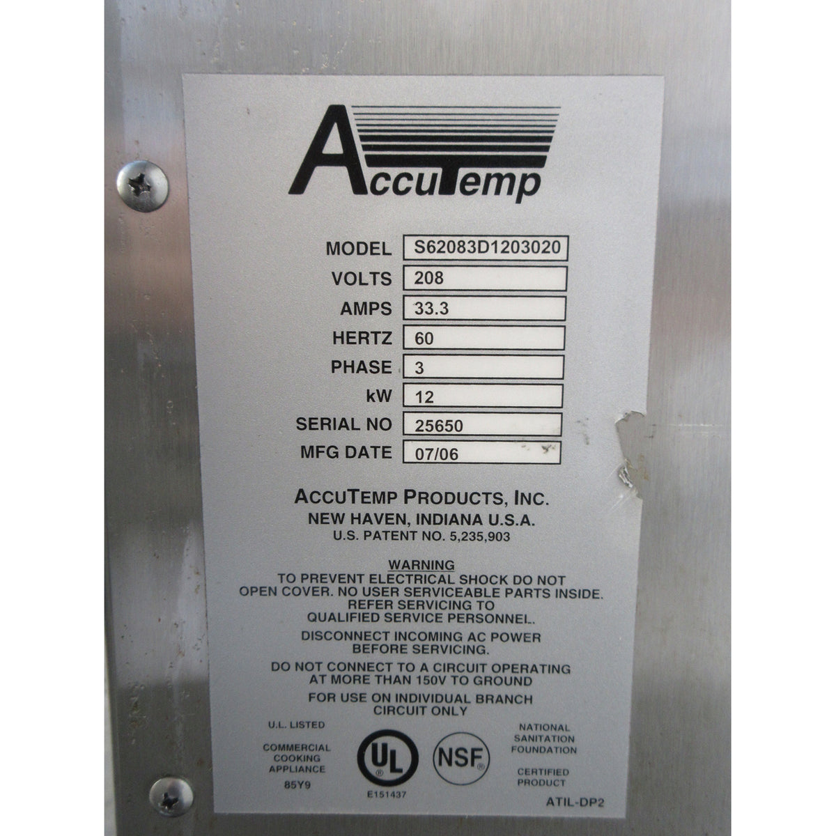 Accutemp S62083D1203020 Convection Steamer, Electric, Used Excellent Condition