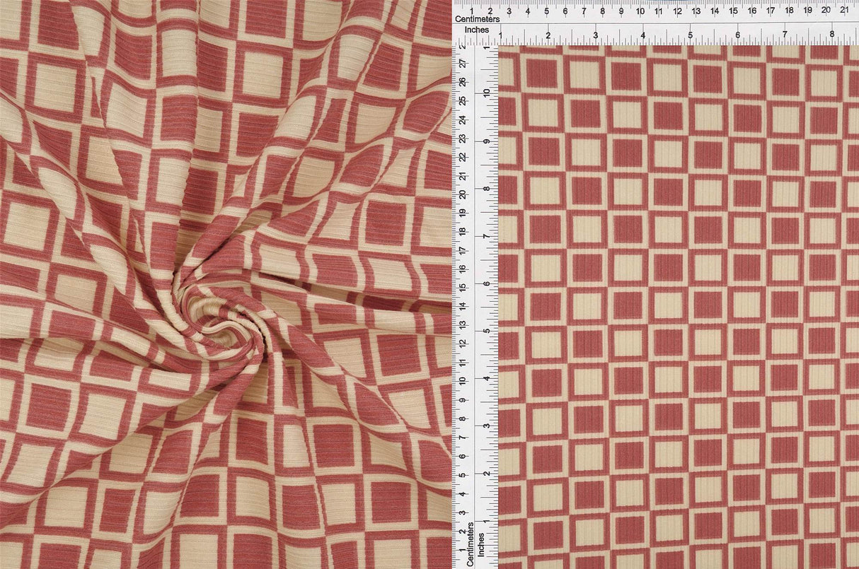 Geometric Checker Rib Knit Stretch Fabric