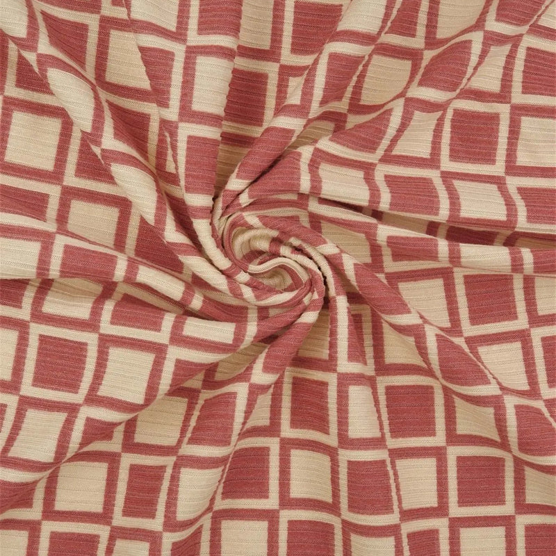 1 Yard Geo Checker 4X2 Yummy Rib Knit Fabric Stretch 58/60 Inch Wide