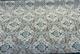 Outdoor Stamped Damask Stone Gray Pkl Studio Polyester Fabric - Gray Charcoal Hint Of Blue And Black, 54" Width (1 Yard)