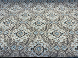 Outdoor Stamped Damask Stone Gray Pkl Studio Polyester Fabric - Gray Charcoal Hint Of Blue And Black, 54" Width (1 Yard)