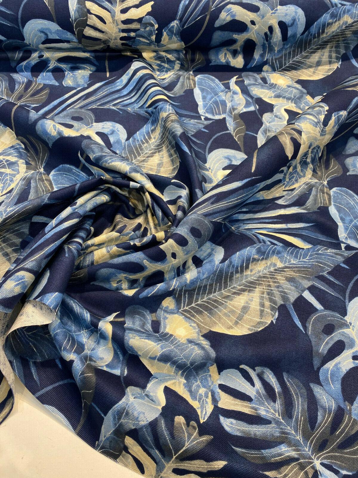 Waverly Falling Fronds Cotton Fabric - Night Swim Tropical Leaf Print, 54" Width (1 Yard)