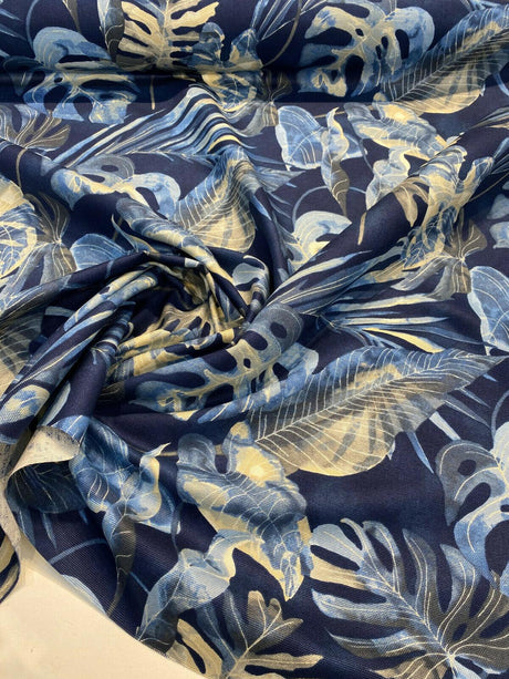 Waverly Falling Fronds Cotton Fabric - Night Swim Tropical Leaf Print, 54" Width (1 Yard)