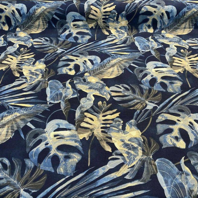 Waverly Falling Fronds Cotton Fabric - Night Swim Tropical Leaf Print, 54" Width (1 Yard)