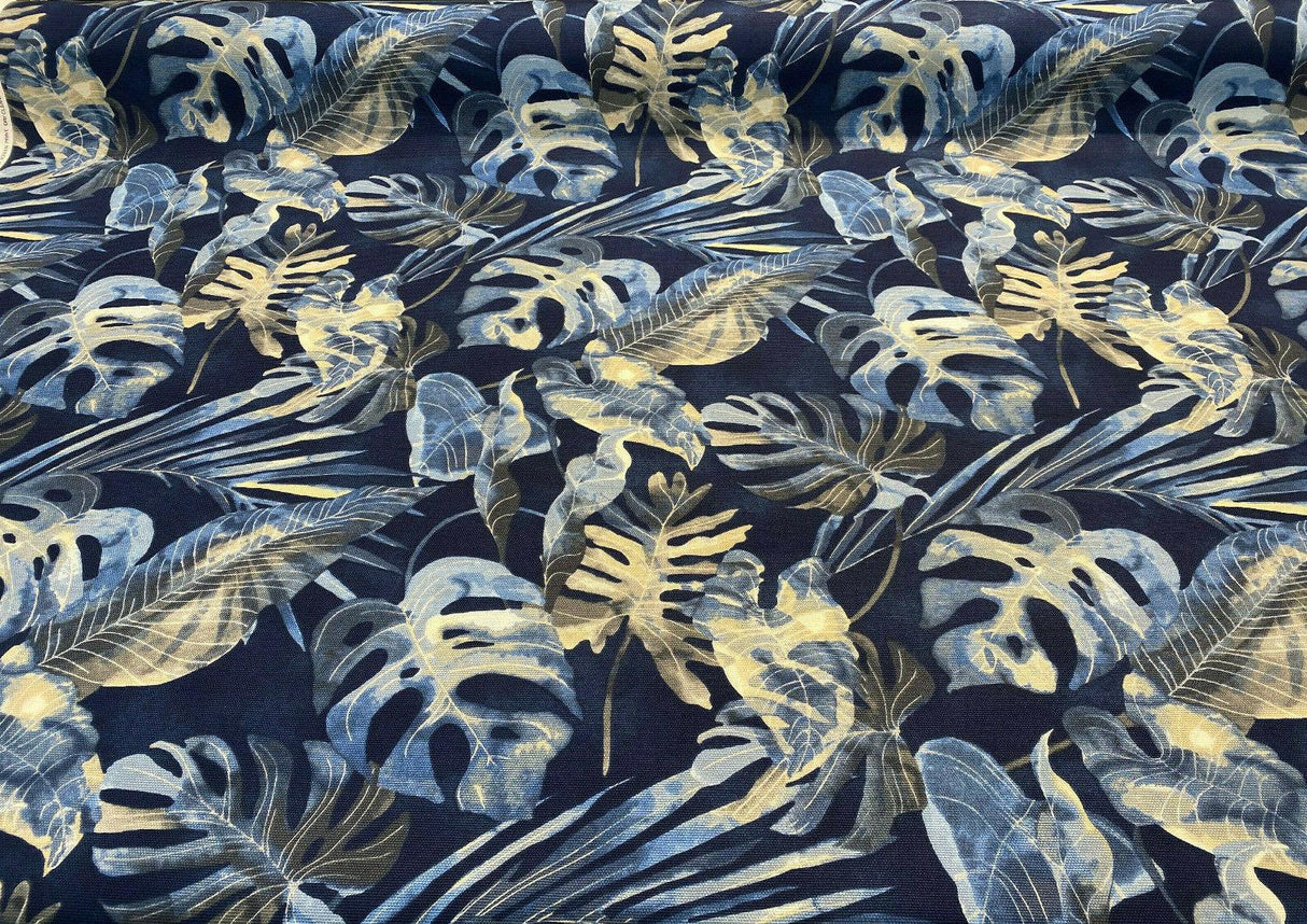 Waverly Falling Fronds Cotton Fabric - Night Swim Tropical Leaf Print, 54" Width (1 Yard)