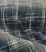 Hampton Plaid Woven Chenille Upholstery Fabric - Navy Domino Plaid, 54" Width (By The Yard)