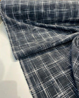 Hampton Plaid Woven Chenille Upholstery Fabric - Navy Domino Plaid, 54" Width (By The Yard)