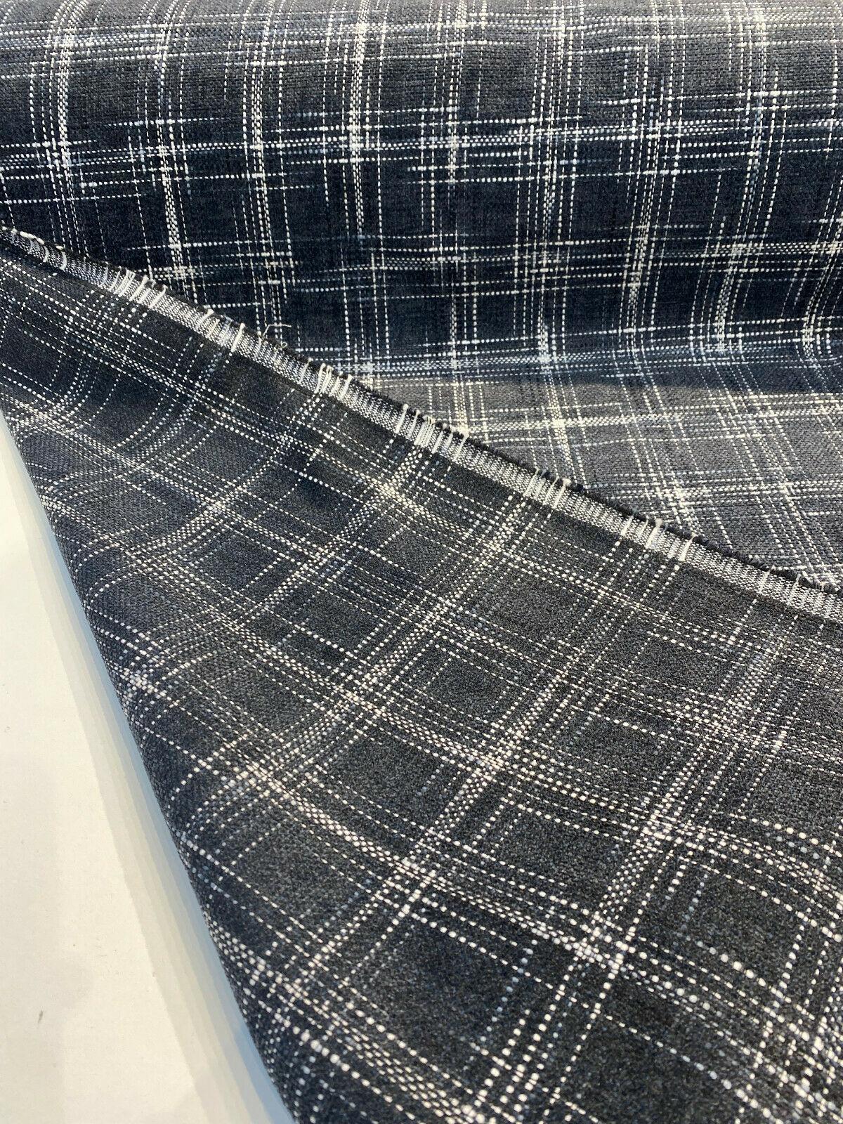 Hampton Plaid Woven Chenille Upholstery Fabric - Navy Domino Plaid, 54" Width (By The Yard)