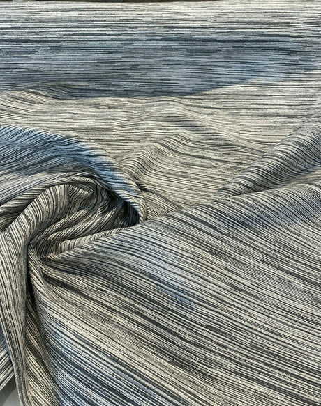 Calabria Shale Ribbed Chenille Upholstery Fabric - Grey Textured Ribbed, 56" Width (1 Yard)
