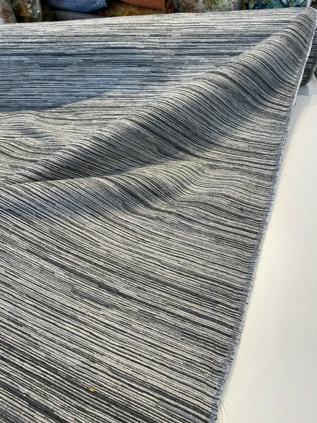 Calabria Shale Ribbed Chenille Upholstery Fabric - Grey Textured Ribbed, 56" Width (1 Yard)