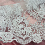 Beaded Corded Bridal Lace Fabric