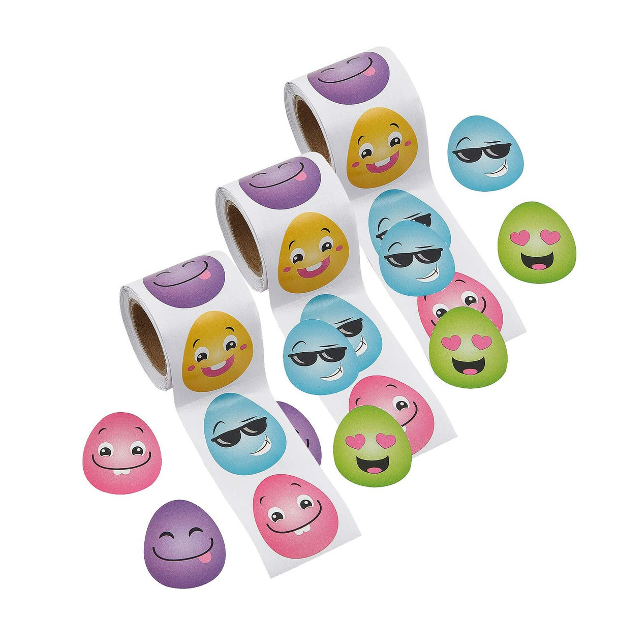 1 1/2" Silly Face Easter Eggs Sticker Roll 100 Pc