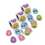 1 1/2" Silly Face Easter Eggs Sticker Roll 100 Pc