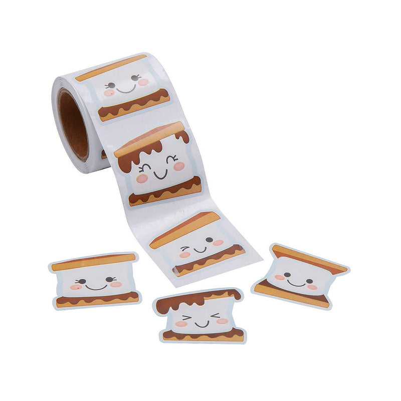 1 1/2" Happy S'more Sticker Roll 100 Pc