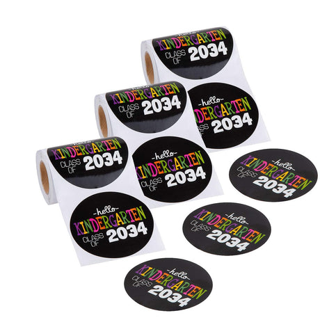 Class of 2034 Kindergarten Sticker Roll 3 Inch 100 Piece