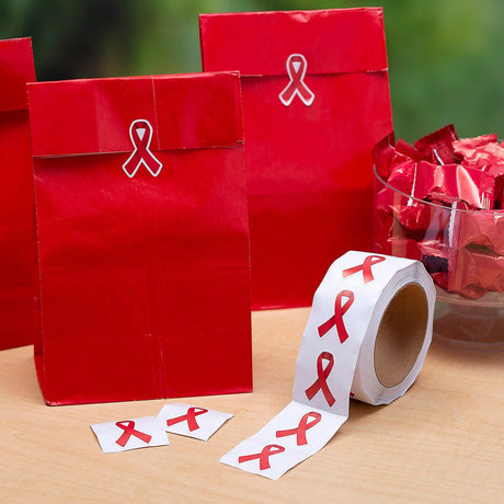 1 1/2" Bulk Awareness Ribbon Sticker Roll 500 Pc