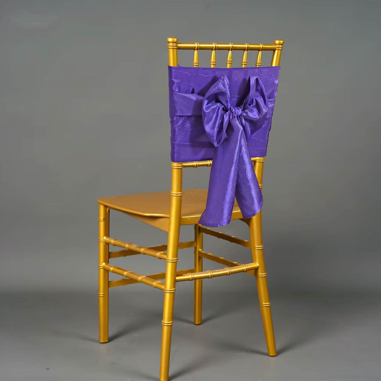 10 Pieces Crushed Taffeta Chair Sashes 9.5 x 108 inches Regency Purple
