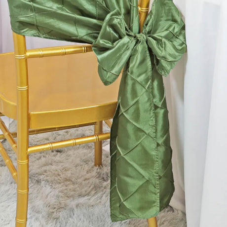 10 Pieces Elegant 9.5x108 inch Pintuck Taffeta Chair Sashes Clover Green