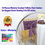 10 Pieces Wisteria Crushed Taffeta Chair Sashes for Elegant Event Seating 9.5x108 inches