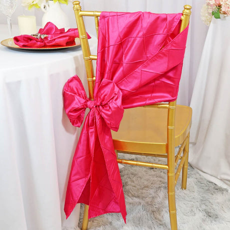 10 Pieces 9.5"x108" Pintuck Taffeta Chair Sashes Fuchsia