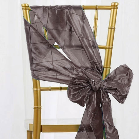 10 Pieces Refined 9.5x108 inch Pintuck Taffeta Chair Sashes Chocolate