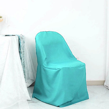 1 Piece Tiff Blue/Aqua Blue Polyester Chair Cover for Stylish Folding Seating