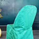 1 Piece Aqua Blue Damask Jacquard Folding Chair Cover for Elegant Seating