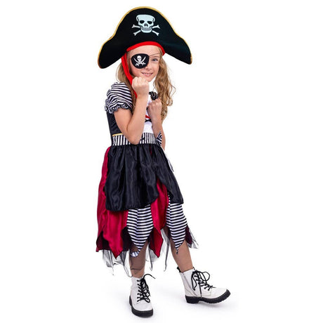 Girls pirate costume dress with hat and eye patch