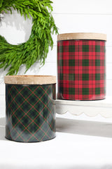 Festive Plaid Storage Canister Set of 2