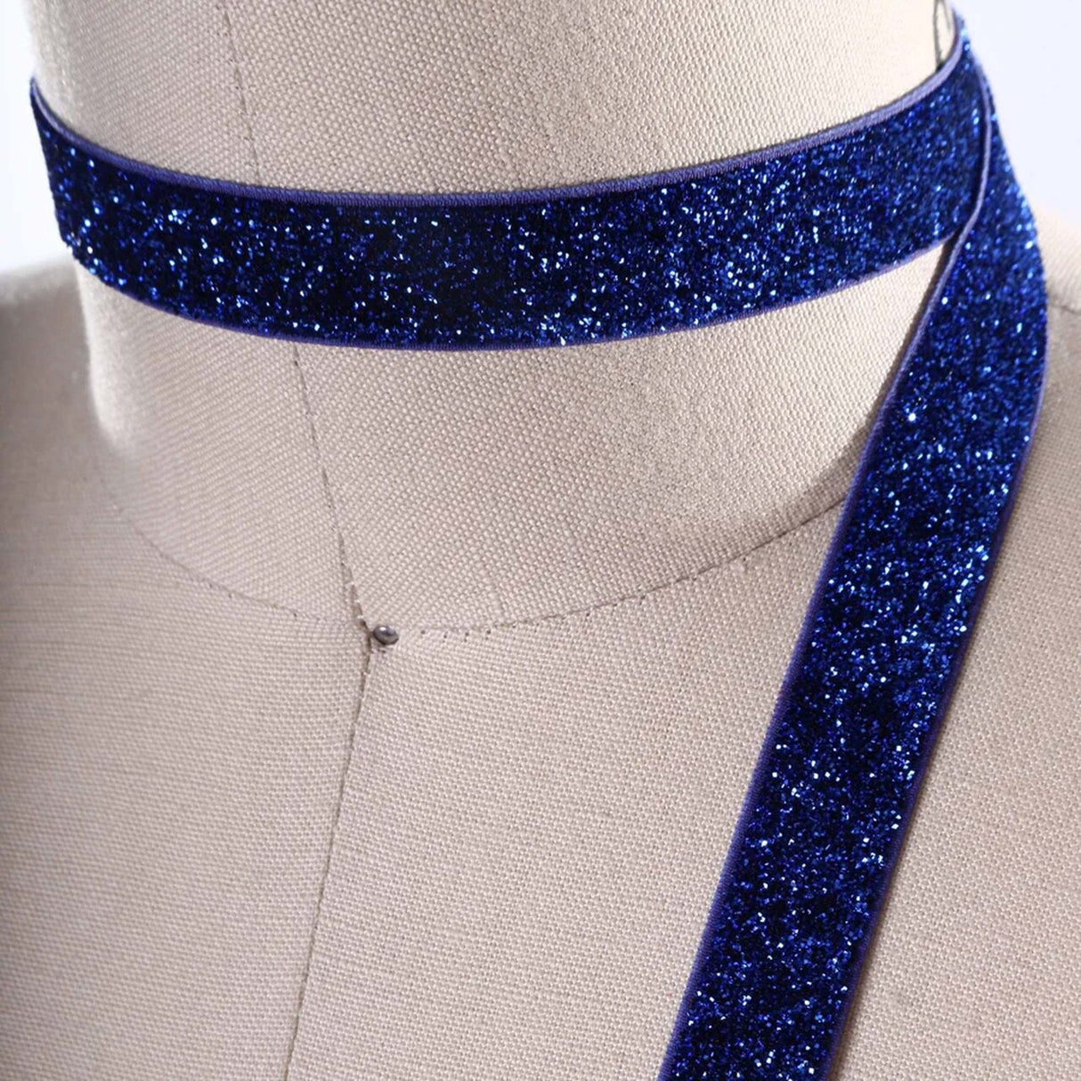 Royal Blue Glitter Elastic Trim 5/8” 2 Yards