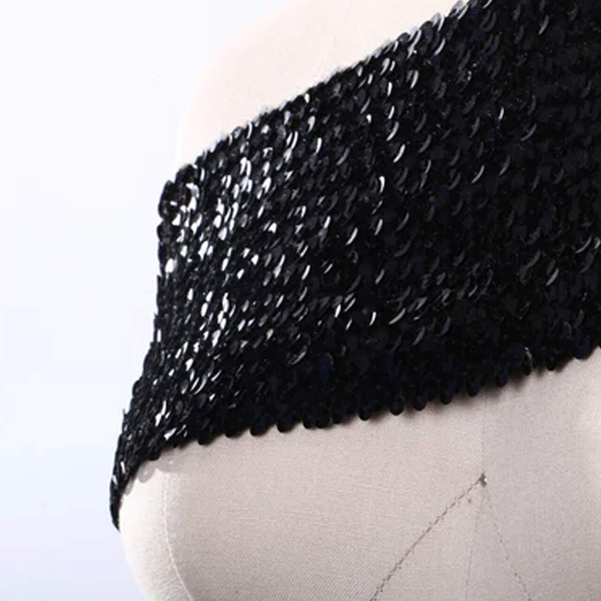 1 Yard Black Large Stretch Sequin Trim