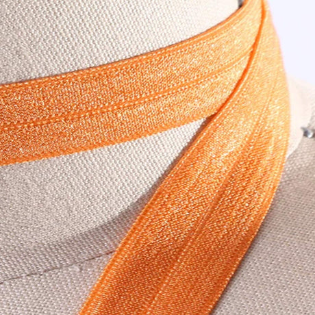 3 Yards Medium Orange Fold Over Elastic 5/8" Stretch Bias Trim for Hairbands & Masks