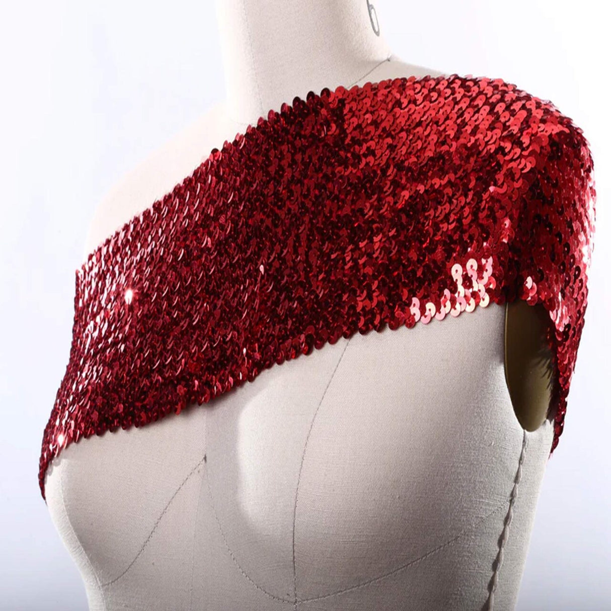 1 Yard Red Large Stretch Sequin Trim