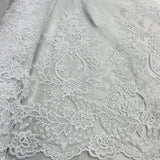 1 Yard Exquisite Corded Bridal Lace Fabric Embroidered on Polyester Net Mesh