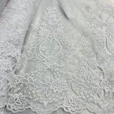 Corded Bridal Lace Fabric - Embroidered Polyester Net Mesh, 54" Wide (1 Yard)
