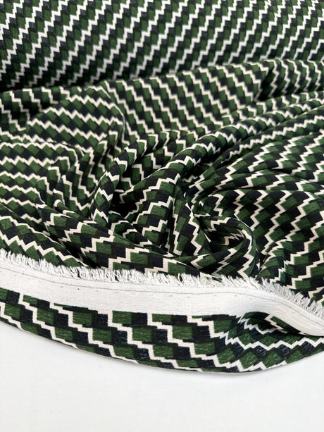 Viscose Crepe Printed Green Black