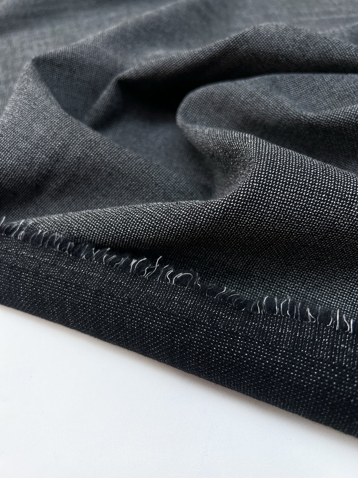 Wool Cotton Suiting Fabric Gray Black