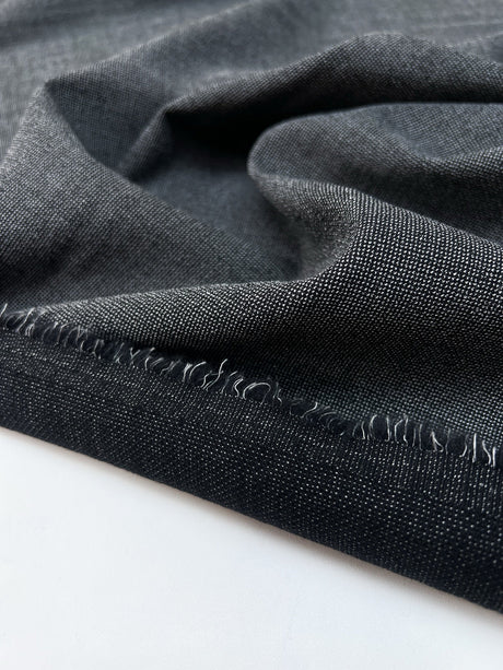 Wool Cotton Suiting Fabric Gray Black