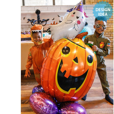 Halloween Pumpkin and Ghost AirLoonz Foil Balloon