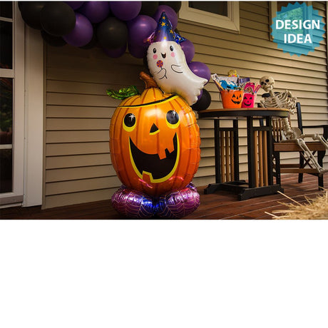 Halloween Pumpkin and Ghost AirLoonz Foil Balloon
