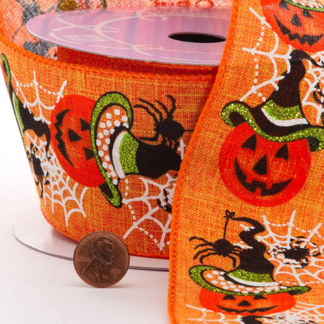 Halloween Fabric Wired Ribbon  2 1/2'' x 10 yd - 1 / ROLL