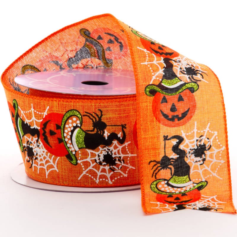Halloween Fabric Wired Ribbon  2 1/2'' x 10 yd - 1 / ROLL