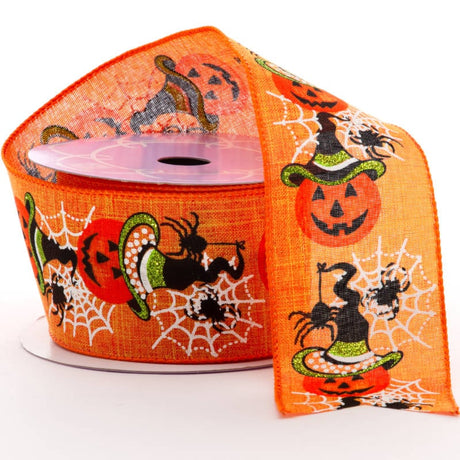 Halloween Fabric Wired Ribbon  2 1/2'' x 10 yd - 1 / ROLL