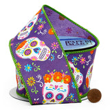 Day Of The Dead Print On Wired Ribbon 2 1/2 ''x10 yd 1 / ROLL