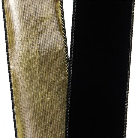 Velour & Metallic Wired Ribbon 2 1/2 '' X 10 yd - 1 / ROLL