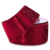 Pinstripe Velvet Wired Ribbon 2 1/2 '' X 10 yd - Scarlet Color 1 / ROLL